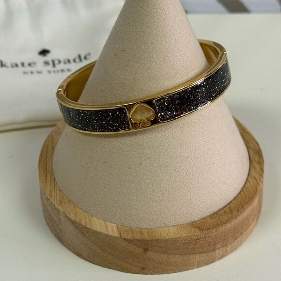 Kate Spade Glitter Hole Punch Gold Hinge Bracelet - Picture 2 of 7